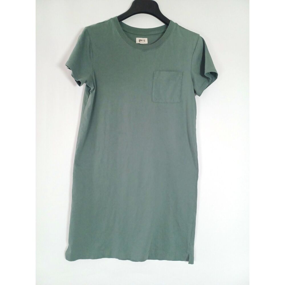 Pact Organic Cotton Dress Medium Tshirt Stretch Comfy Relaxed Green Pocket